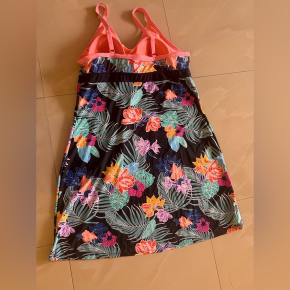Zero X Posur Bra dress bathing suit XL black floral lightweight stretch - Picture 10 of 15